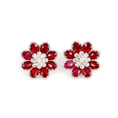 Ruby Diamond Studs Earring 0932