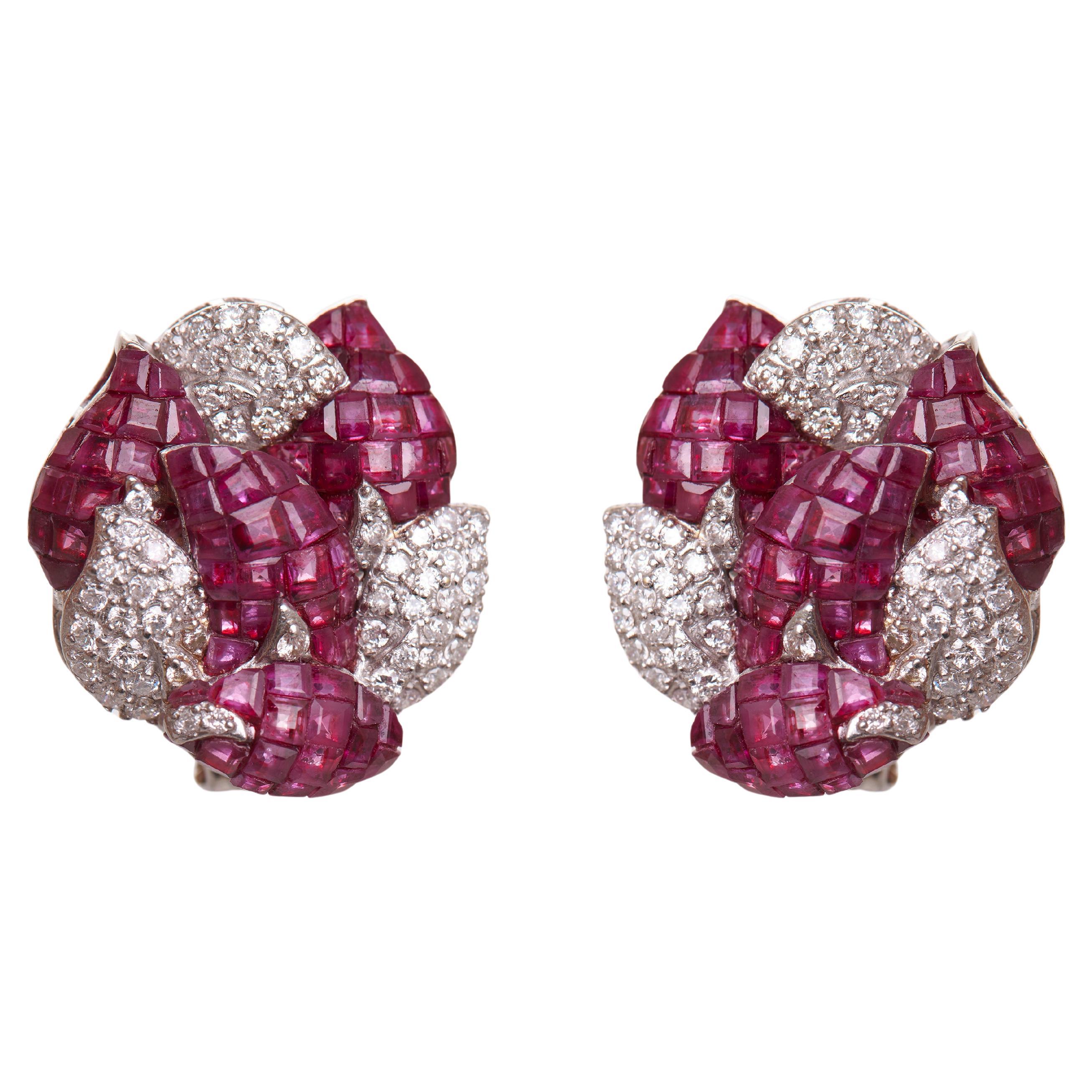 Ruby & Diamond Studs in 14kt Gold