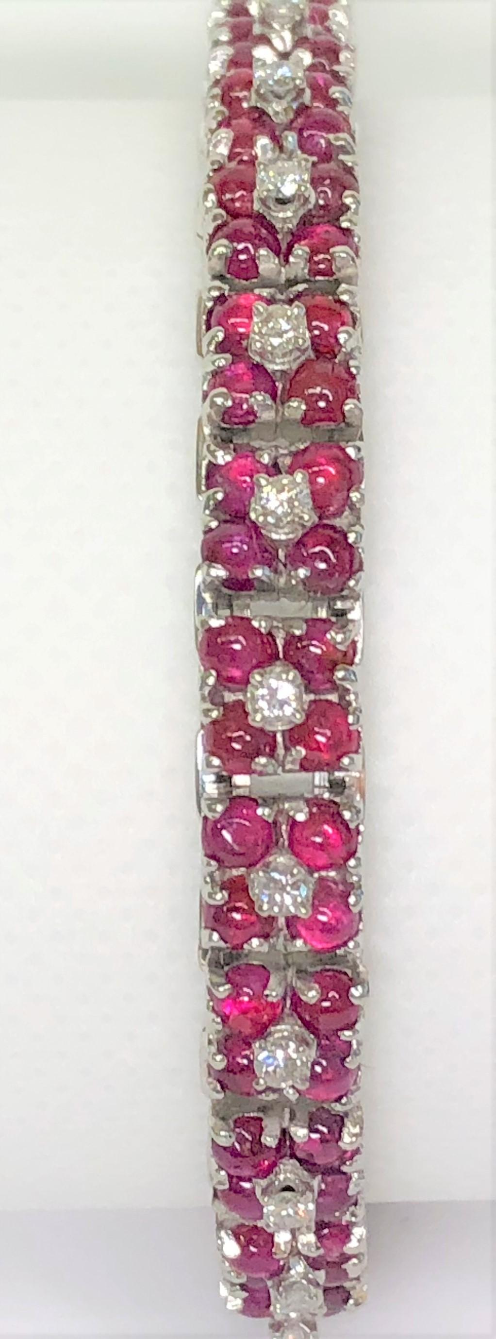Round Cut Ruby Diamond Tennis Bracelet