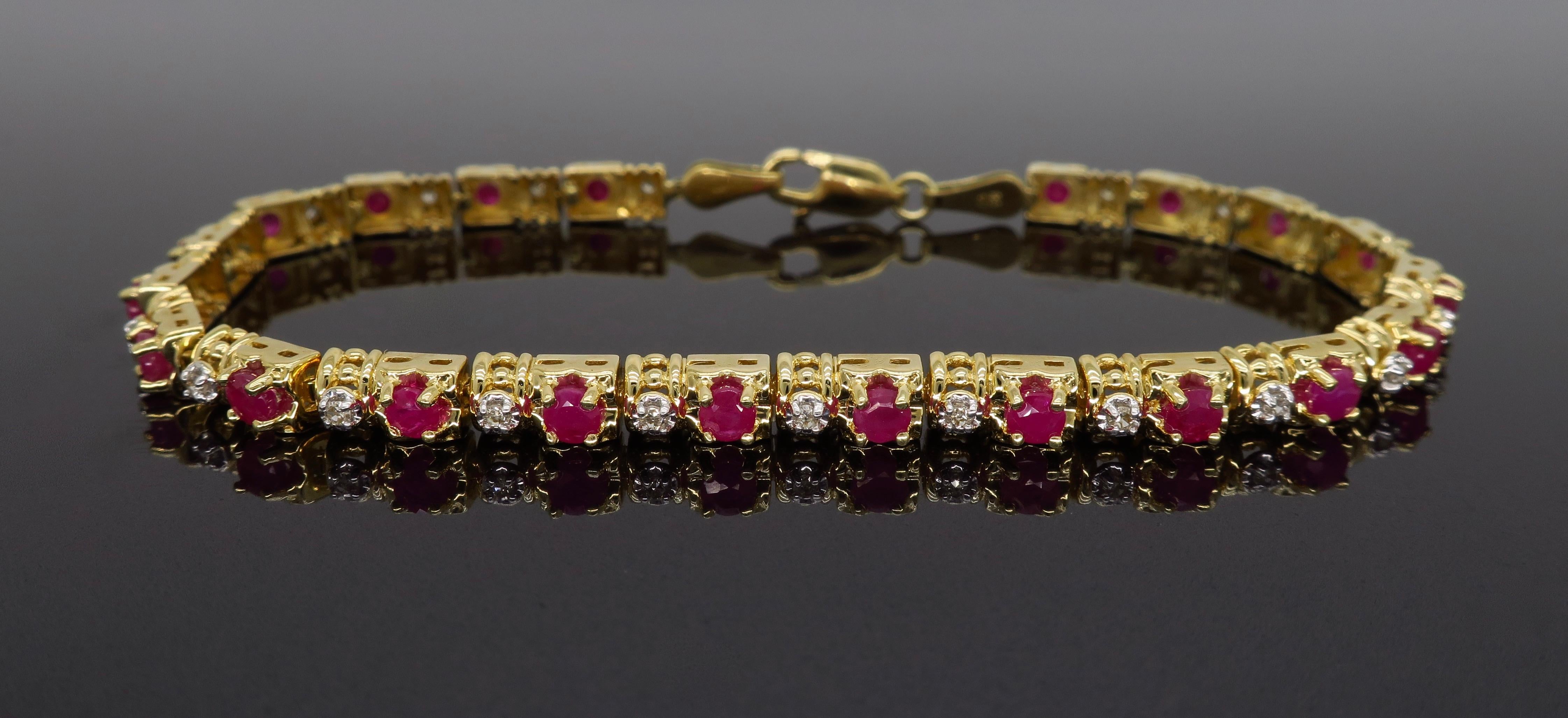 Women's or Men's Ruby and Diamond Tennis Bracelet