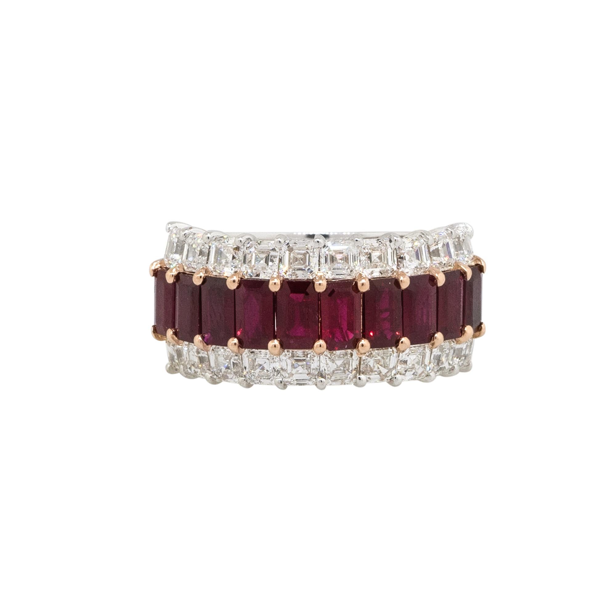 Bague large à trois rangs de rubis et de diamants en or blanc 18k

Cette magnifique bague à trois rangs de rubis est en excellent état et est prête à être expédiée !

Style : Bandeau large à trois rangs de rubis et de diamants
MATERIAL : Or blanc