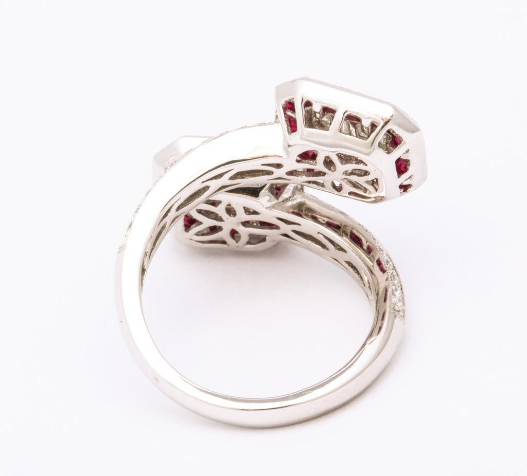 Ruby Diamond Twin Crossover Ring 1