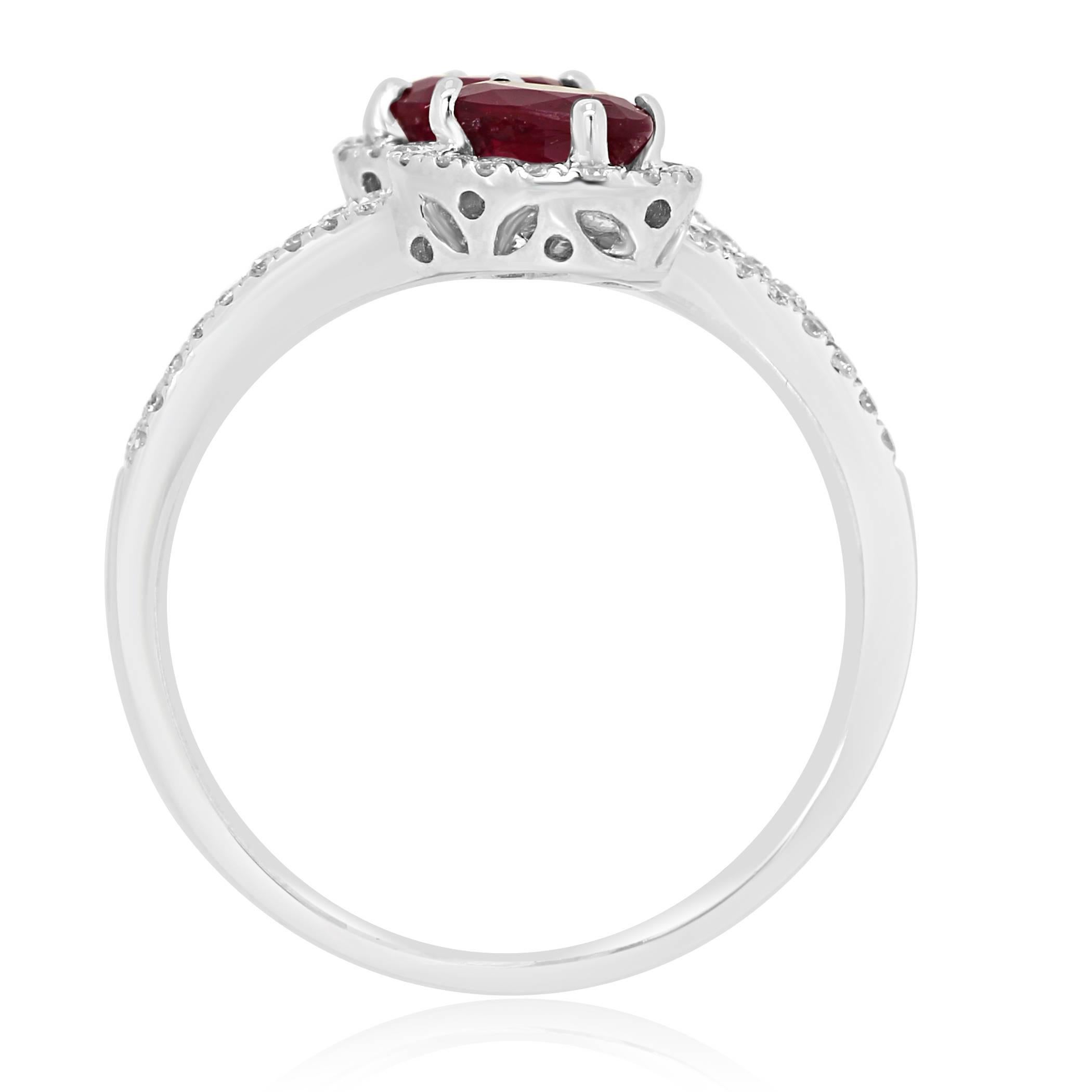 Oval Cut Ruby Diamond Toi ET Moi Two-Stone Halo Gold Fashion Bridal Ring