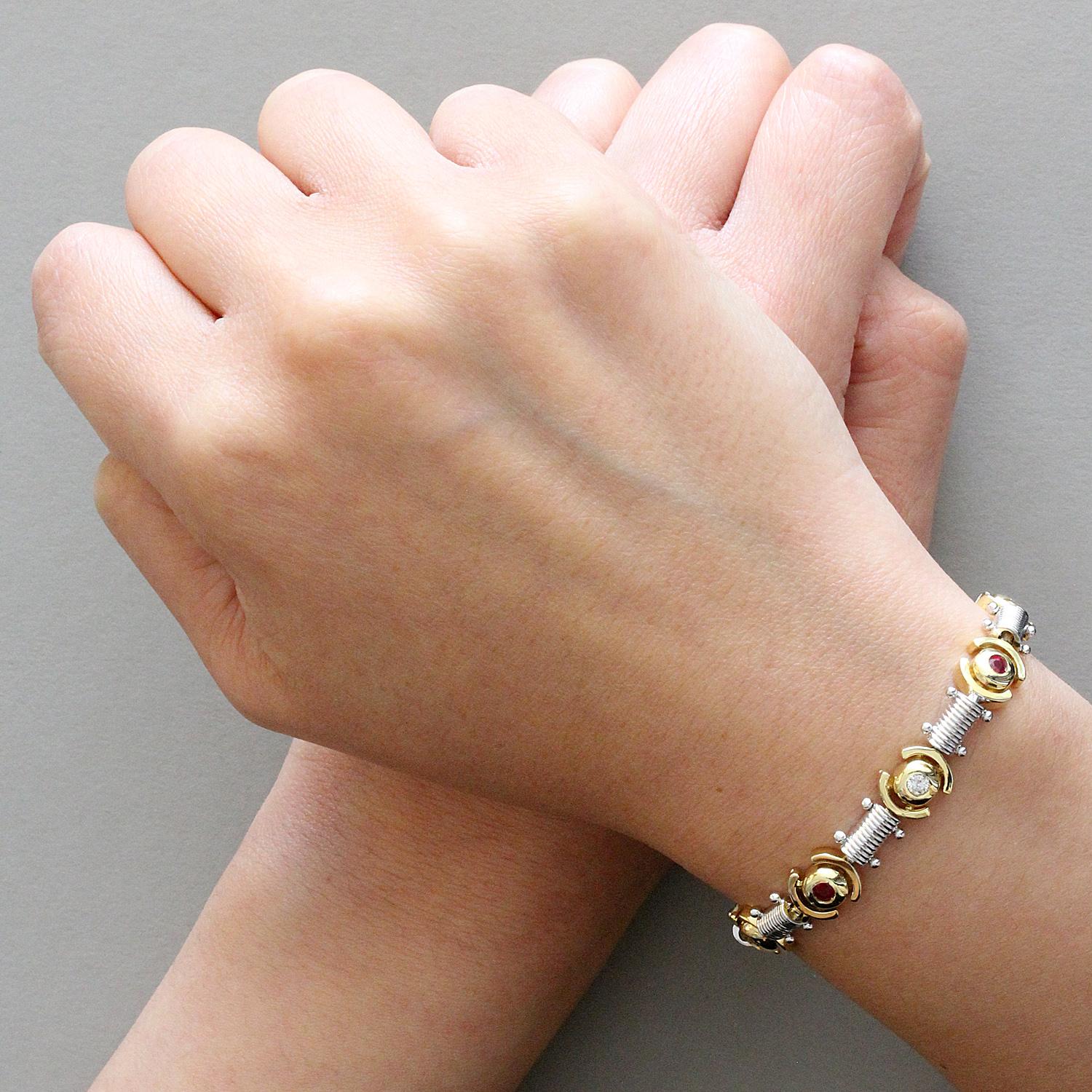 Ruby Diamond Two-Tone Gold Bracelet 1