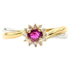 Ruby & Diamond Two-Tone Ring in 900 Platinum and 18k Yellow Gold