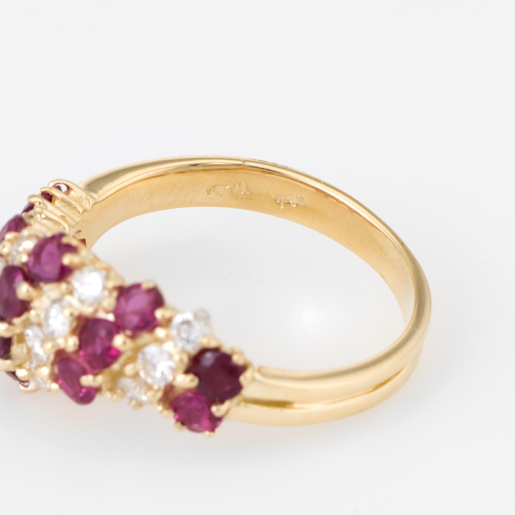 Ruby Diamond Vintage Candy Cane Ring 18 Karat Yellow Gold Estate Fine Jewelry 3