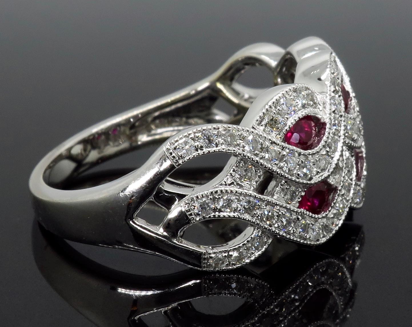 Ruby and Diamond Wave Ring 2