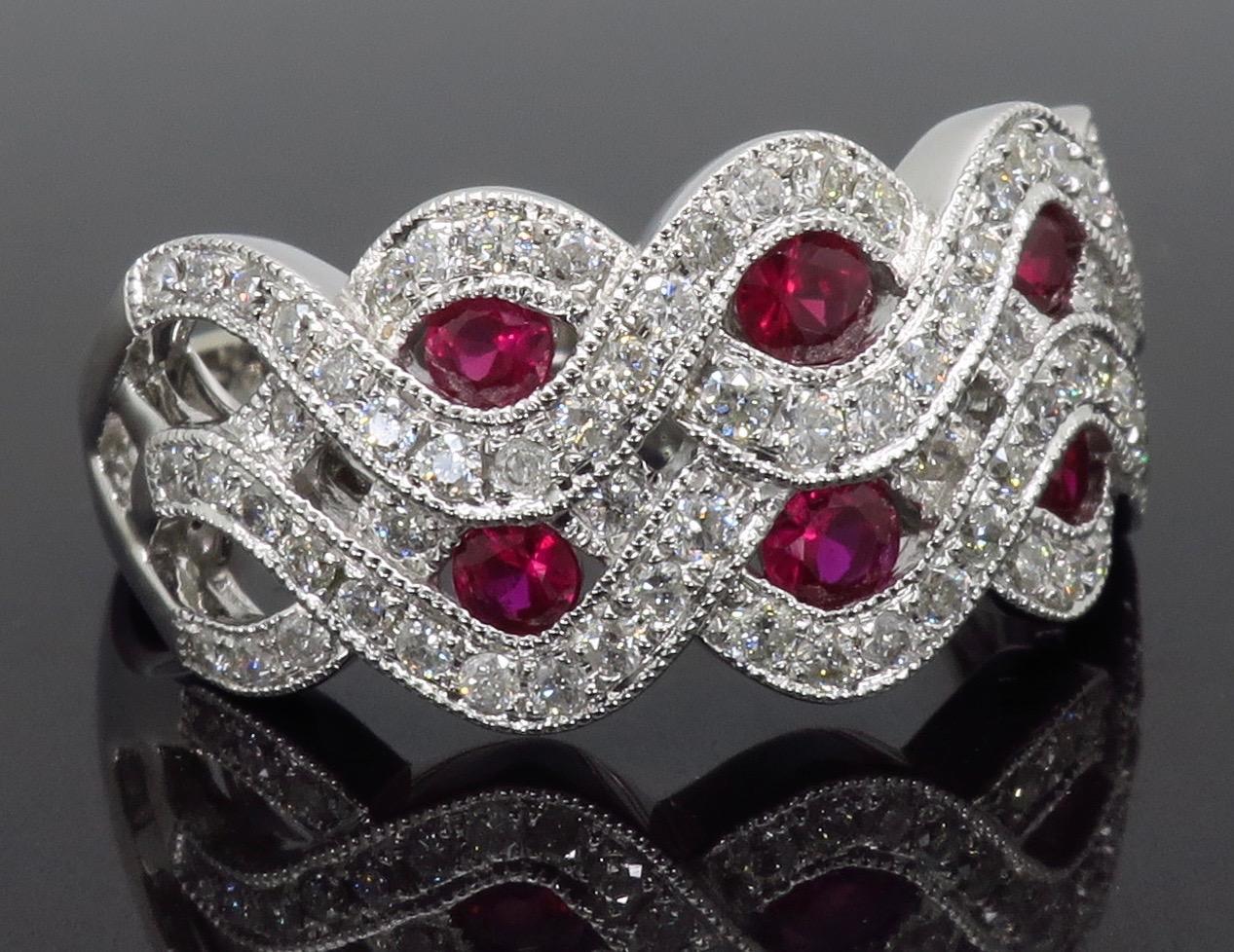 Ruby and Diamond Wave Ring 3