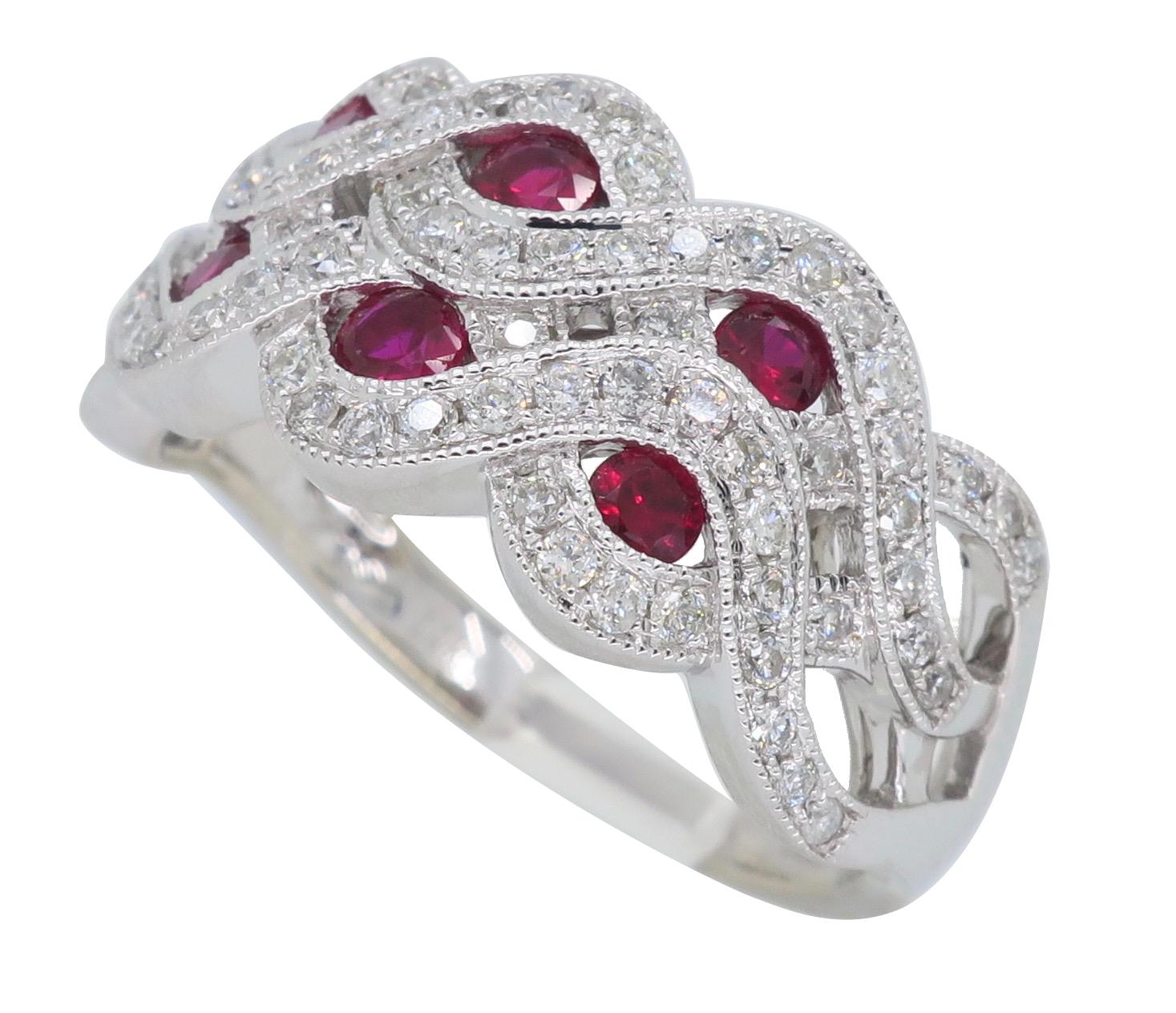 Ruby and Diamond Wave Ring 4