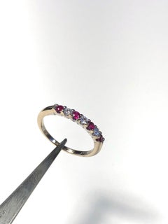 Ruby Diamond Wedding Band 14 Karat White Gold