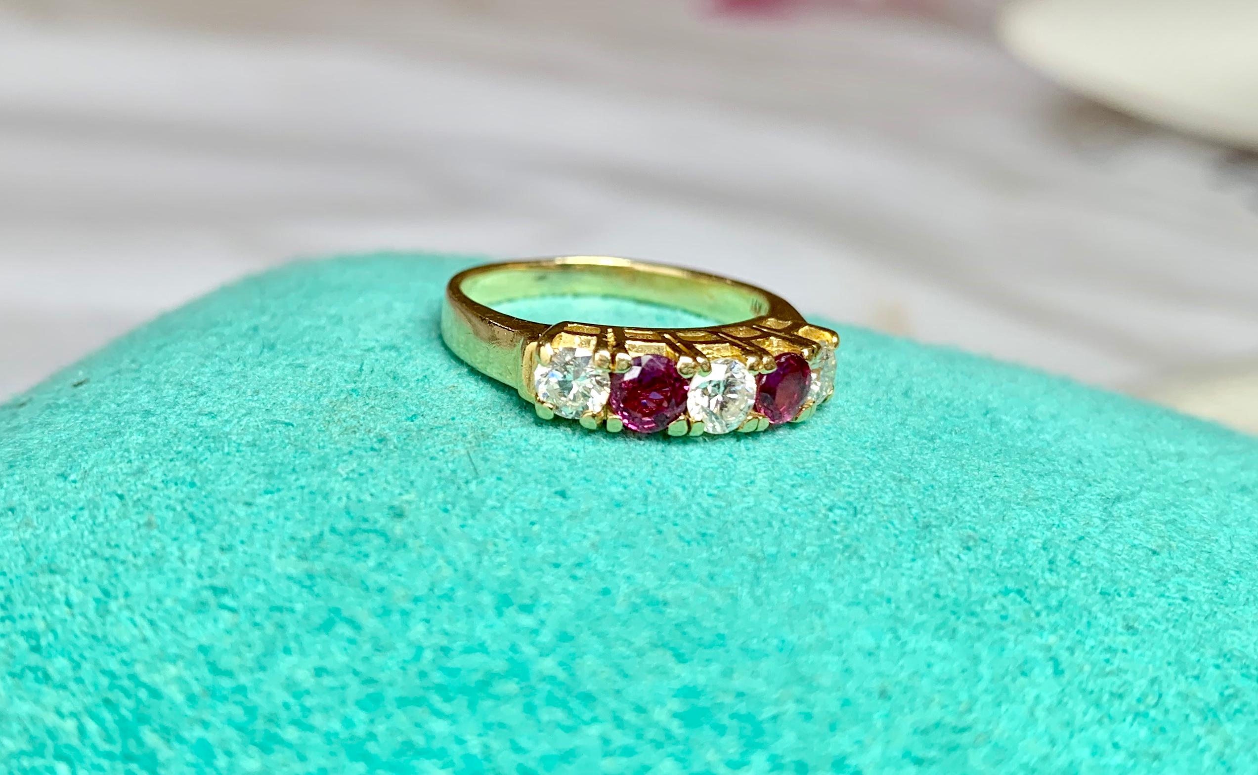 Women's Ruby Diamond Wedding Engagement Band Ring 14 Karat Gold
