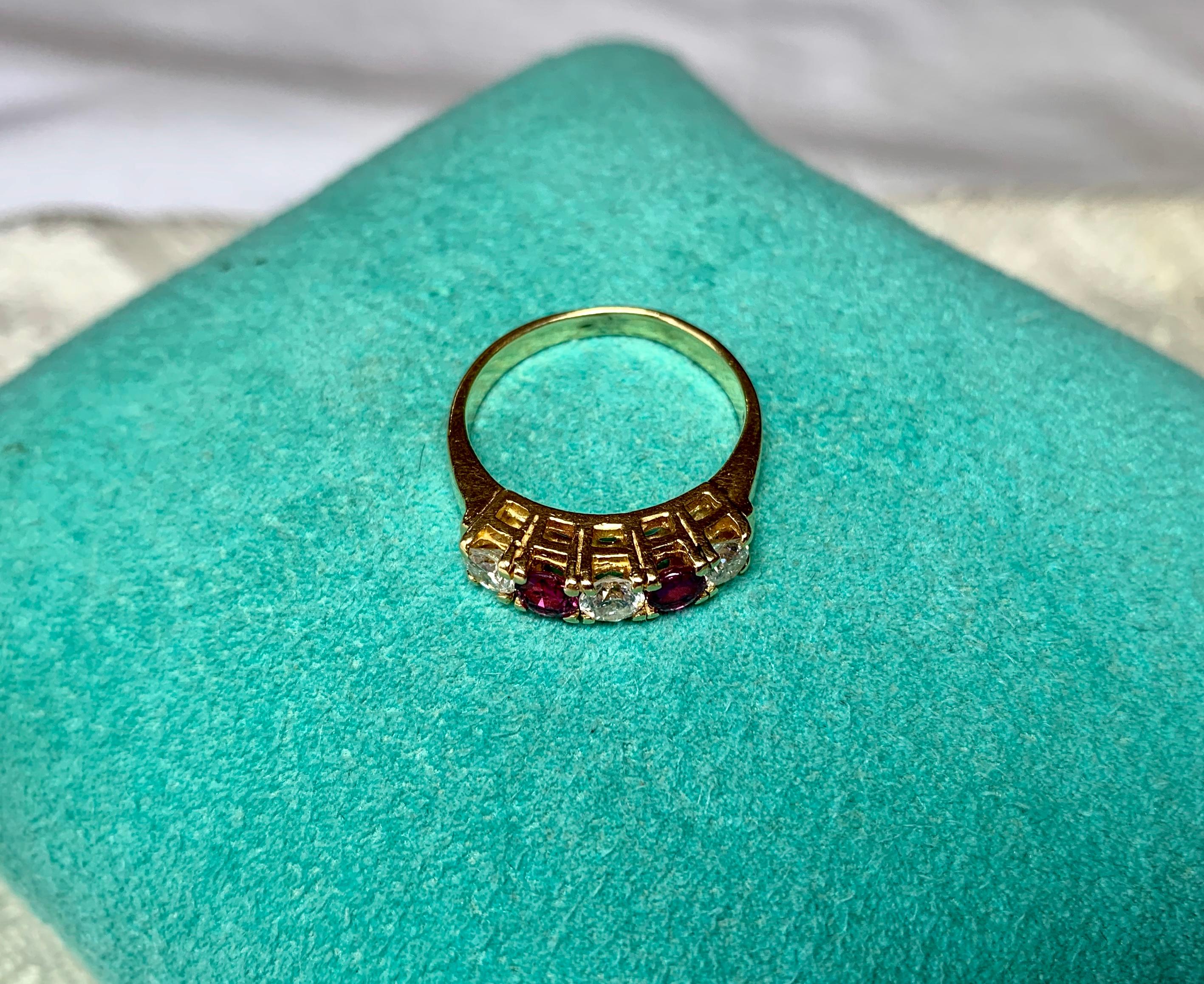 Anillo de compromiso de boda con diamante rubí Oro de 14 quilates 2