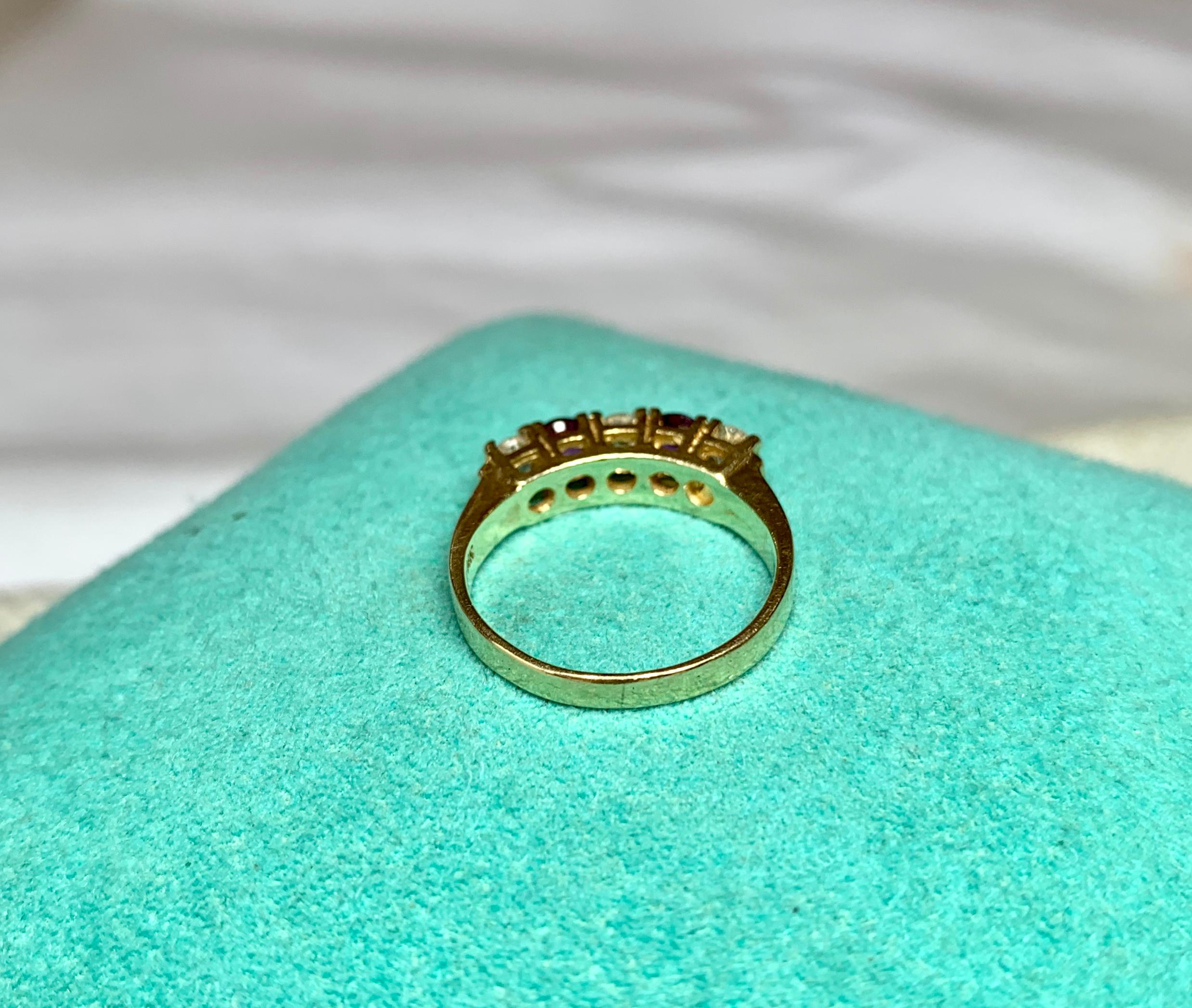Ruby Diamond Wedding Engagement Band Ring 14 Karat Gold 3