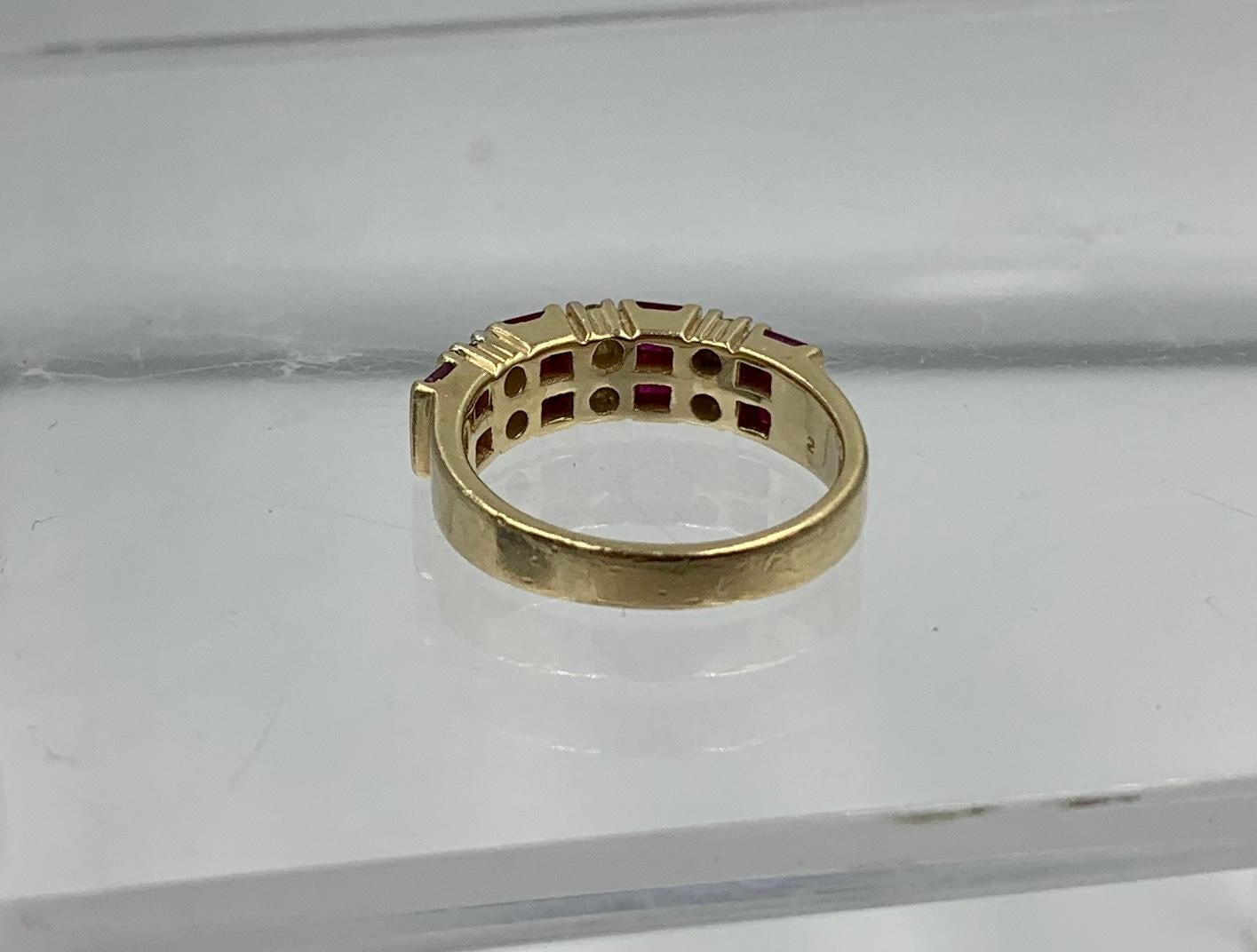 Ruby Diamond Wedding Engagement Band Ring Stacking Stack 14 Karat Gold For Sale 3
