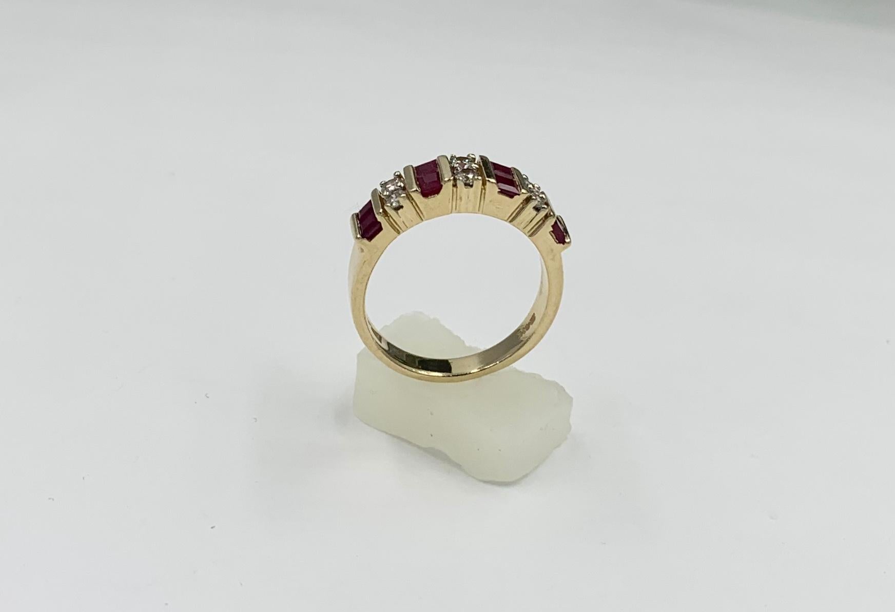 Ruby Diamond Wedding Engagement Band Ring Stacking Stack 14 Karat Gold For Sale 4