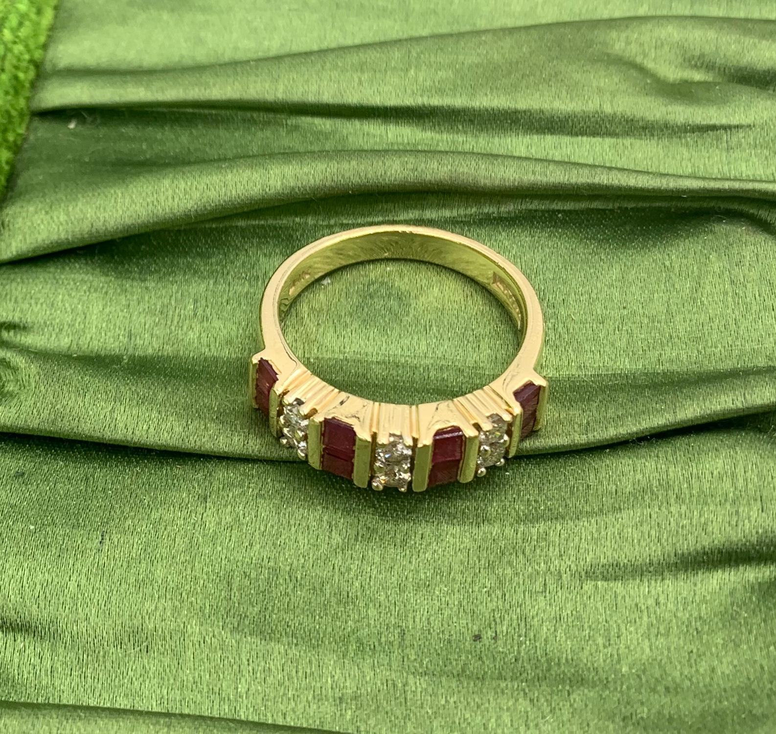 Ruby Diamond Wedding Engagement Band Ring Stacking Stack 14 Karat Gold For Sale 5