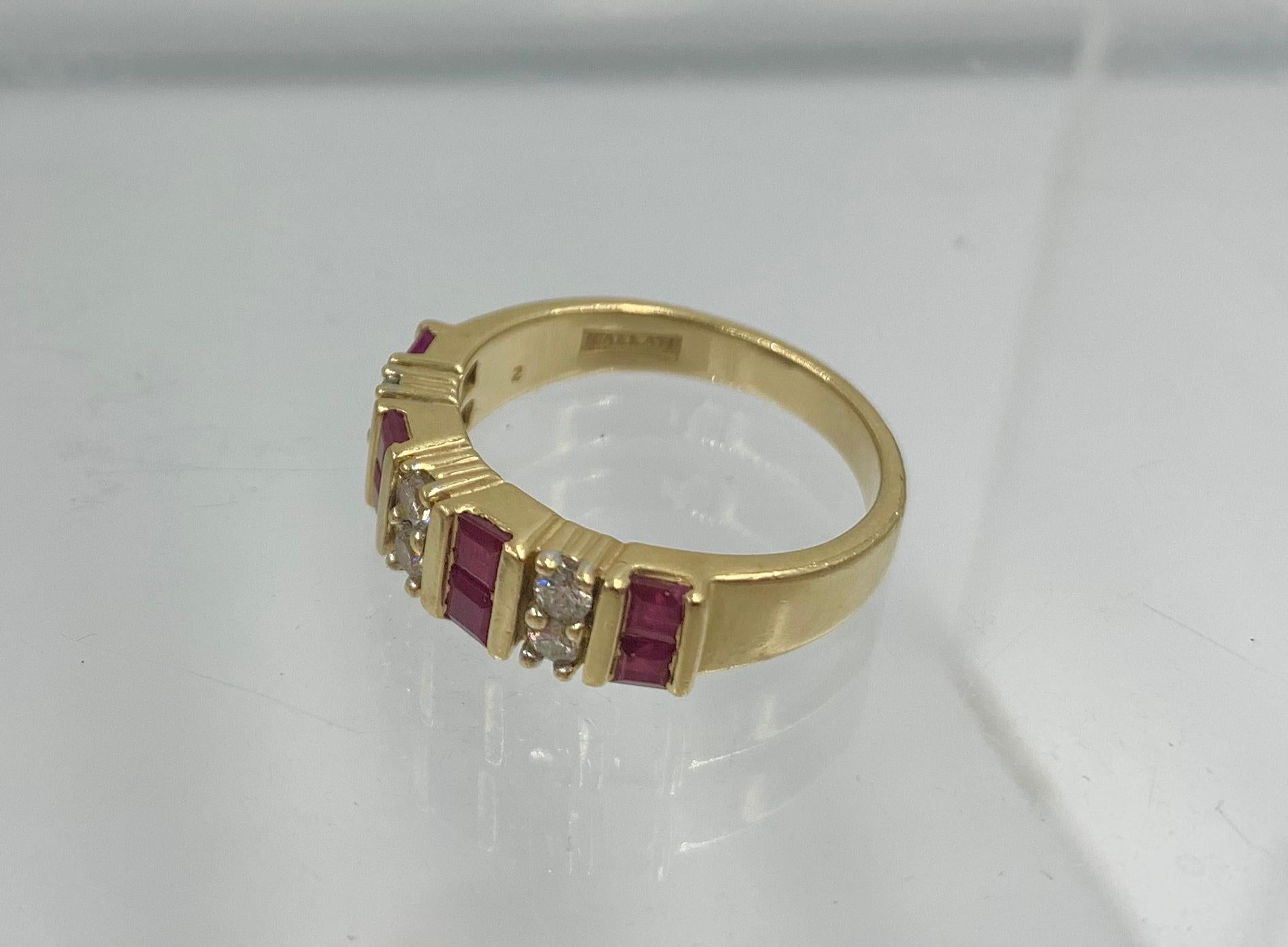 Ruby Diamond Wedding Engagement Band Ring Stacking Stack 14 Karat Gold For Sale 1
