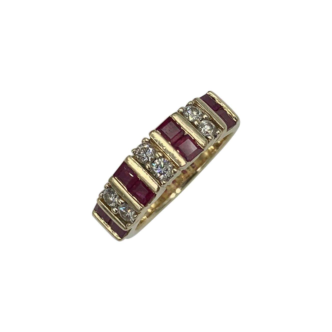 Ruby Stack Band Ruby Diamond Wedding Engagement Band Ring Stacking Stack 14 Karat Gold ...