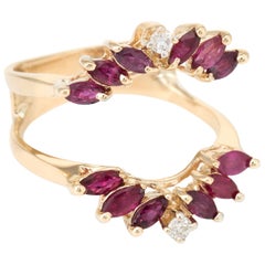 Ruby Diamond Wedding Ring Guard Wrap Vintage 14 Karat Gold Estate Jewelry