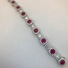 Ruby Diamond White and Rose Gold Halo Tennis Bracelet