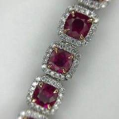 Ruby Diamond White and Rose Gold Halo Tennis Bracelet