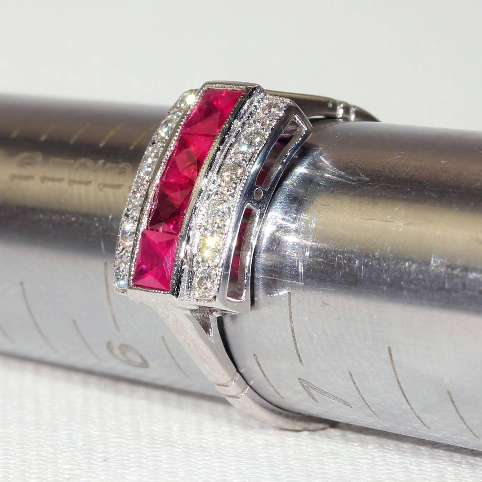 Ruby Diamond White Gold Cocktail Ring For Sale 4