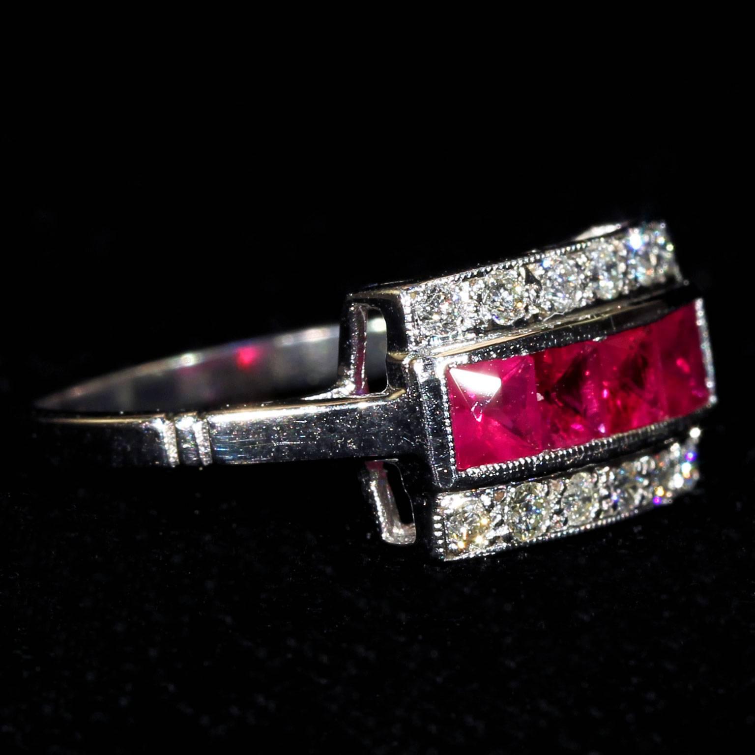Ruby Diamond White Gold Cocktail Ring In New Condition For Sale In Middleton, WI