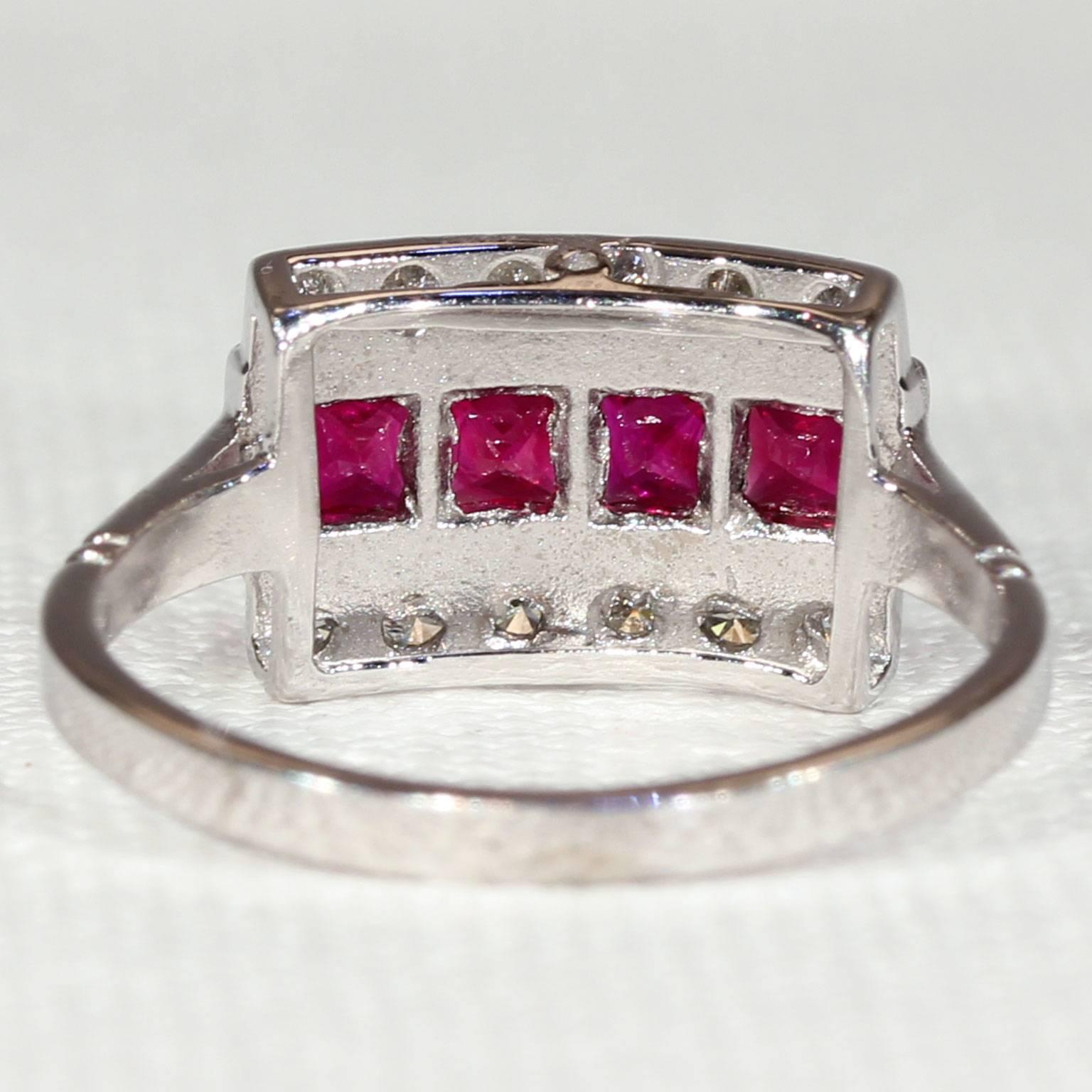 Women's Ruby Diamond White Gold Cocktail Ring For Sale