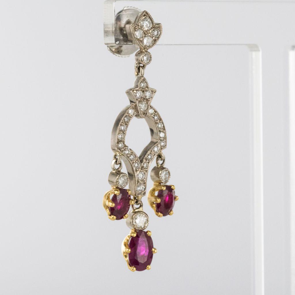 Ruby Diamond 18 Karat White Gold Drop Earrings For Sale 6