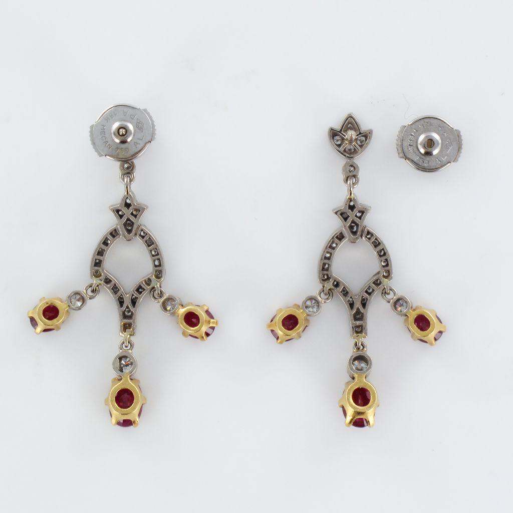 Ruby Diamond 18 Karat White Gold Drop Earrings For Sale 10