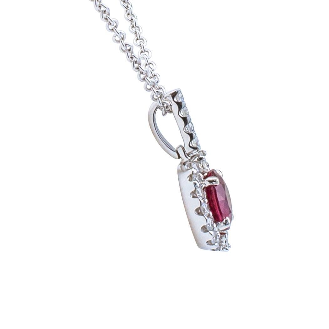 Contemporary Ruby Diamond White Gold Pendant