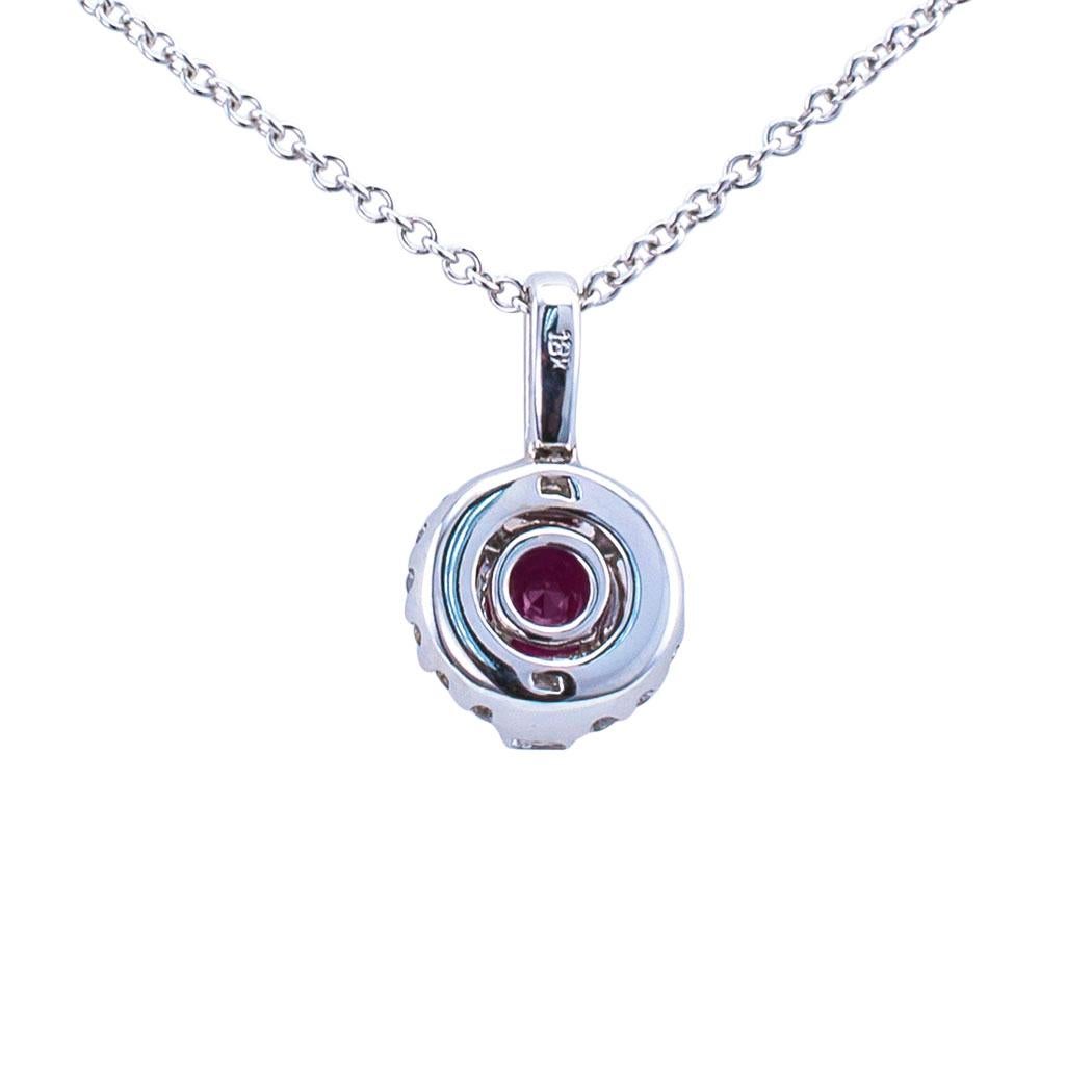 Ruby Diamond White Gold Pendant In Good Condition In Los Angeles, CA