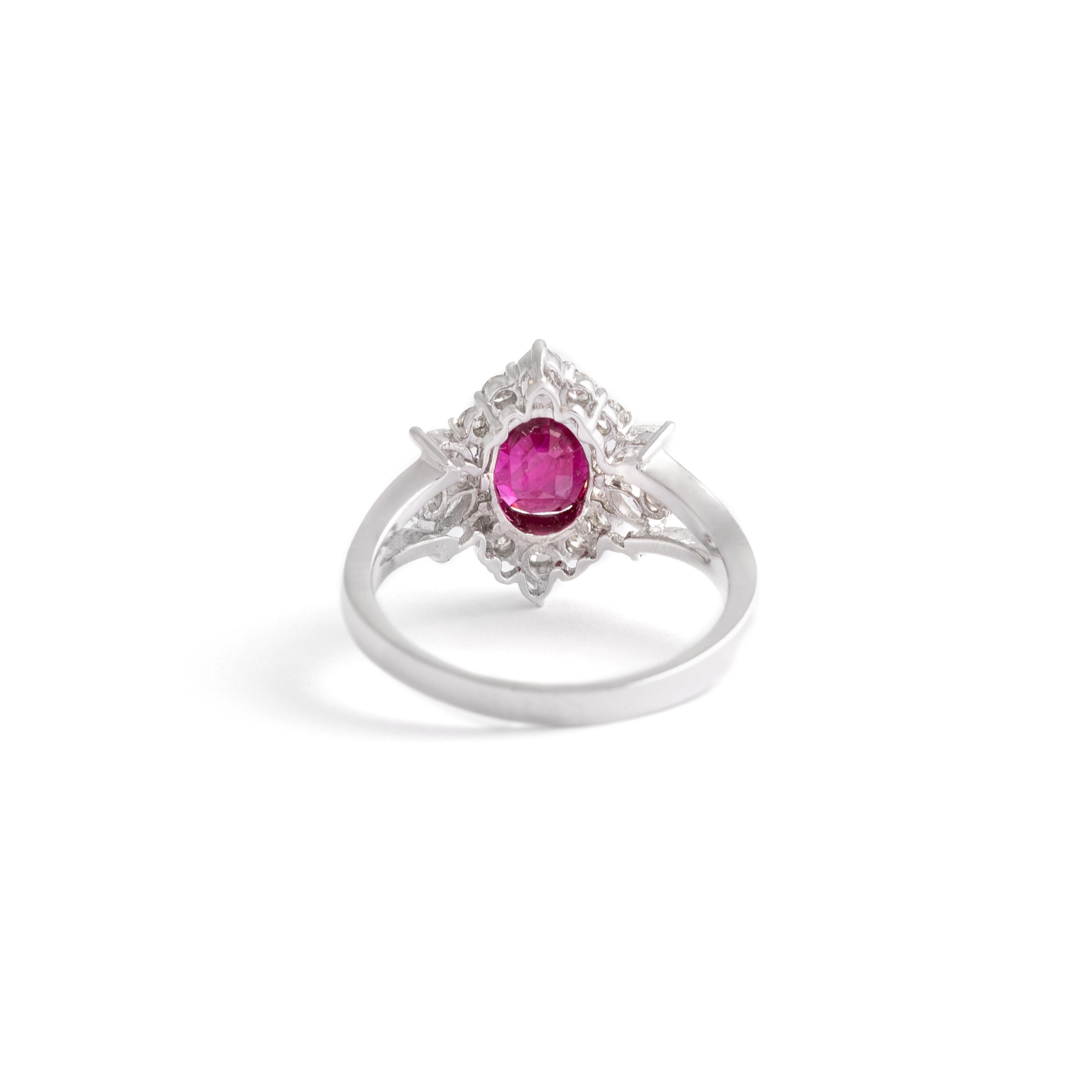 Ruby Diamond White Gold Ring For Sale 1