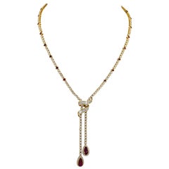 Spectra Fine Jewelry Ruby Diamond 18k Gold Drop Necklace
