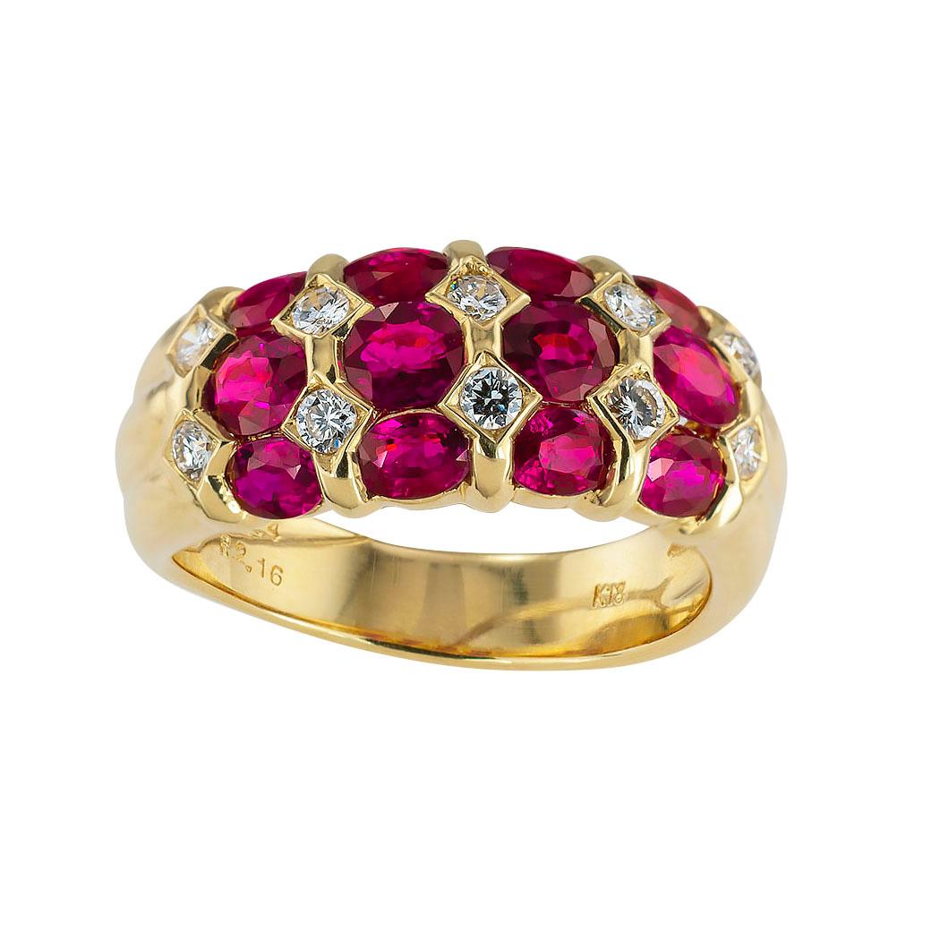 Ruby Diamond Yellow Gold Ring Band For Sale at 1stDibs
