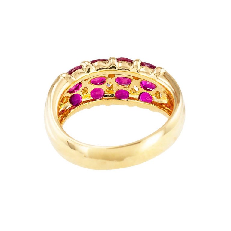 Ruby Diamond Yellow Gold Ring Band For Sale at 1stDibs