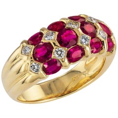 Ruby Diamond Yellow Gold Ring Band