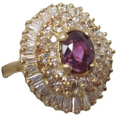 Vintage Ruby Diamond Yellow Gold Ring