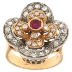 Ruby Diamonds 14 Karat Yellow Gold Cocktail Ring