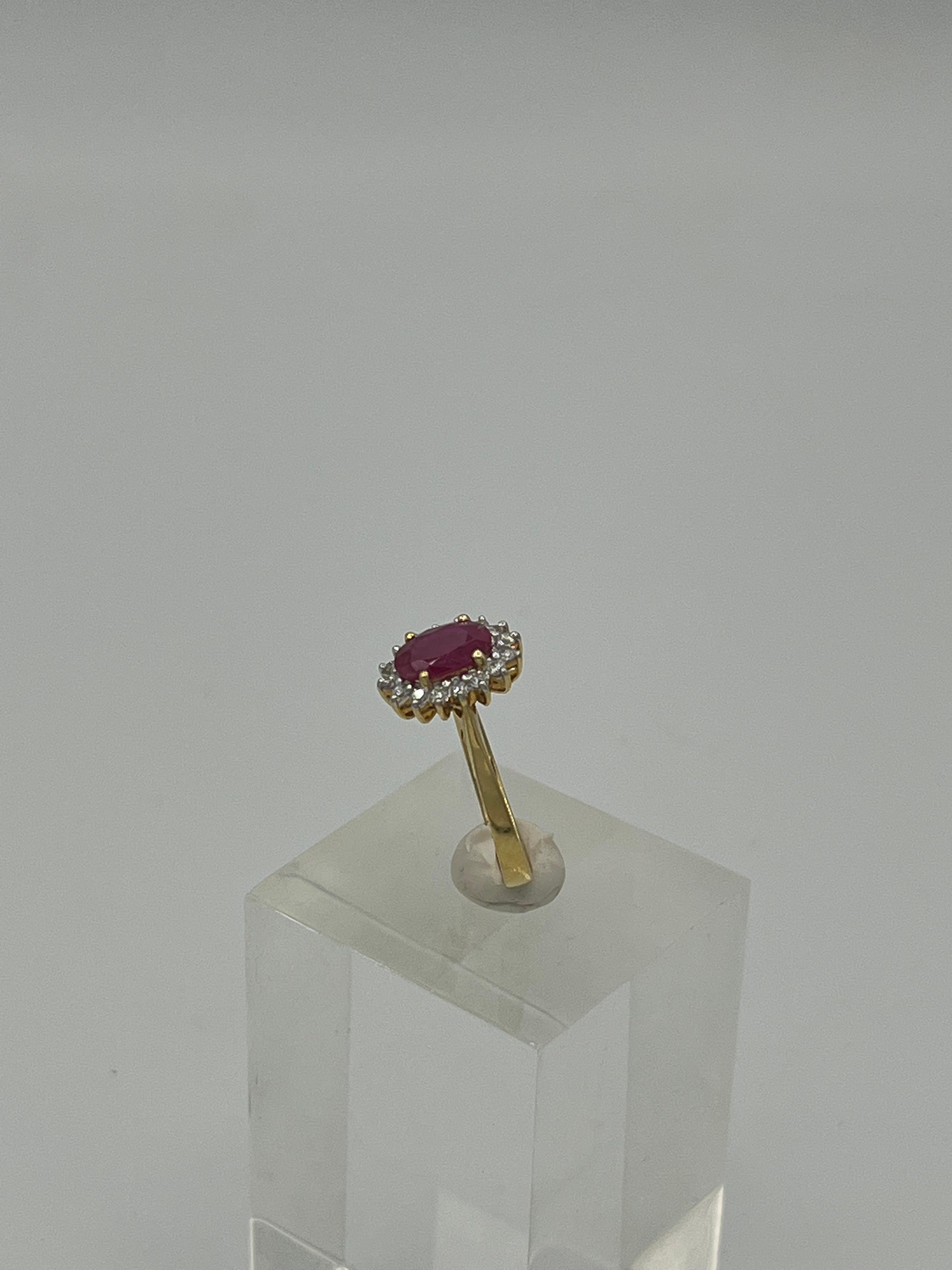 Anillo Rubí Diamante 18 K Corte brillante