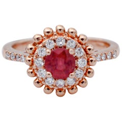 Bague en or rose 18 carats, rubis et diamants