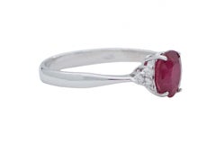 Ruby, Diamonds, 18 Karat White Gold Engagement Ring