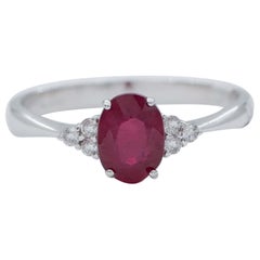 Ruby, Diamonds, 18 Karat White Gold Engagement Ring