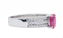 Ruby, Diamonds, 18 Karat White Gold Modern Ring