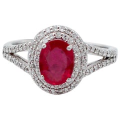 Ruby, Diamonds, 18 Karat White Gold Ring