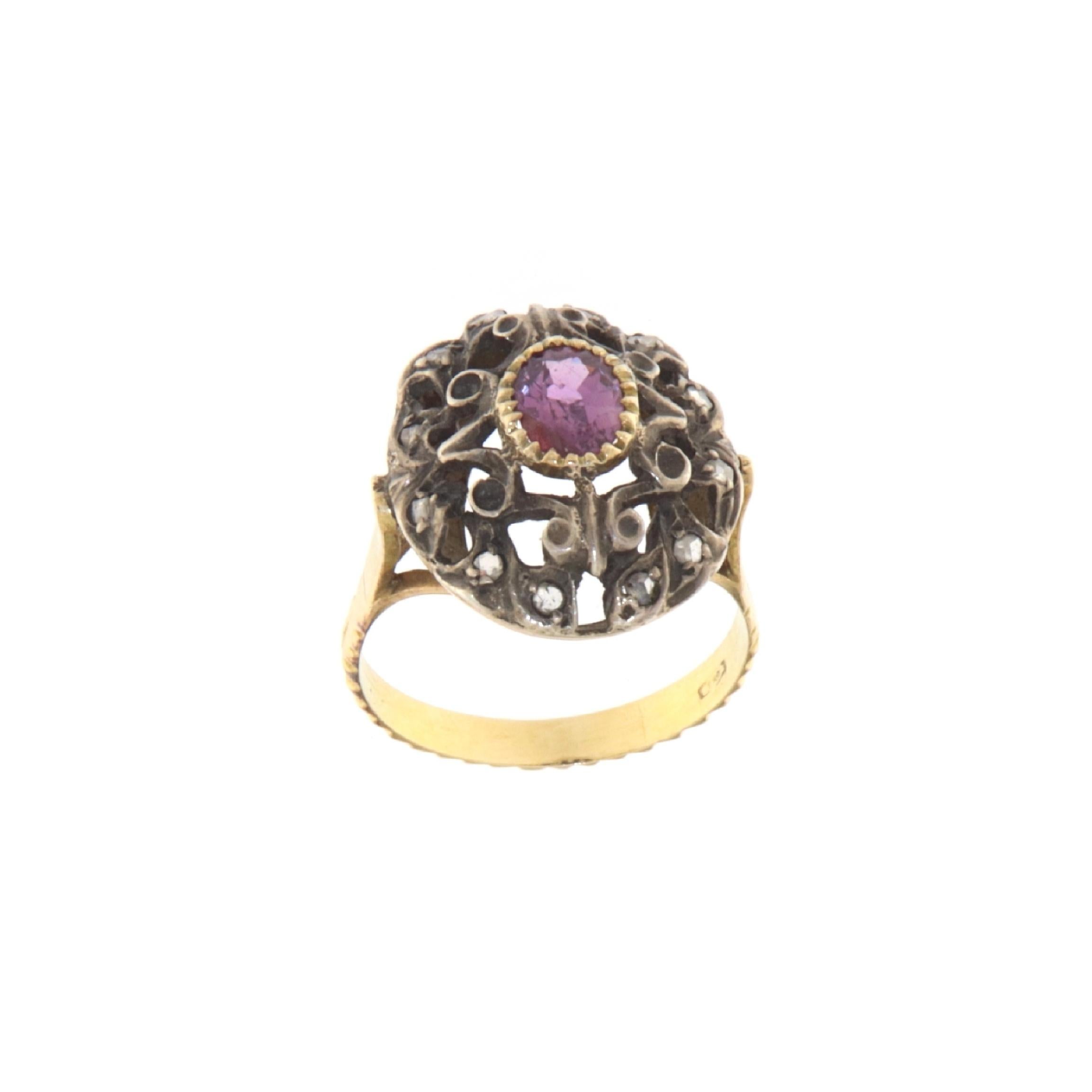 Ruby Diamonds 18 Karat Yellow Gold Cocktail Ring For Sale 2