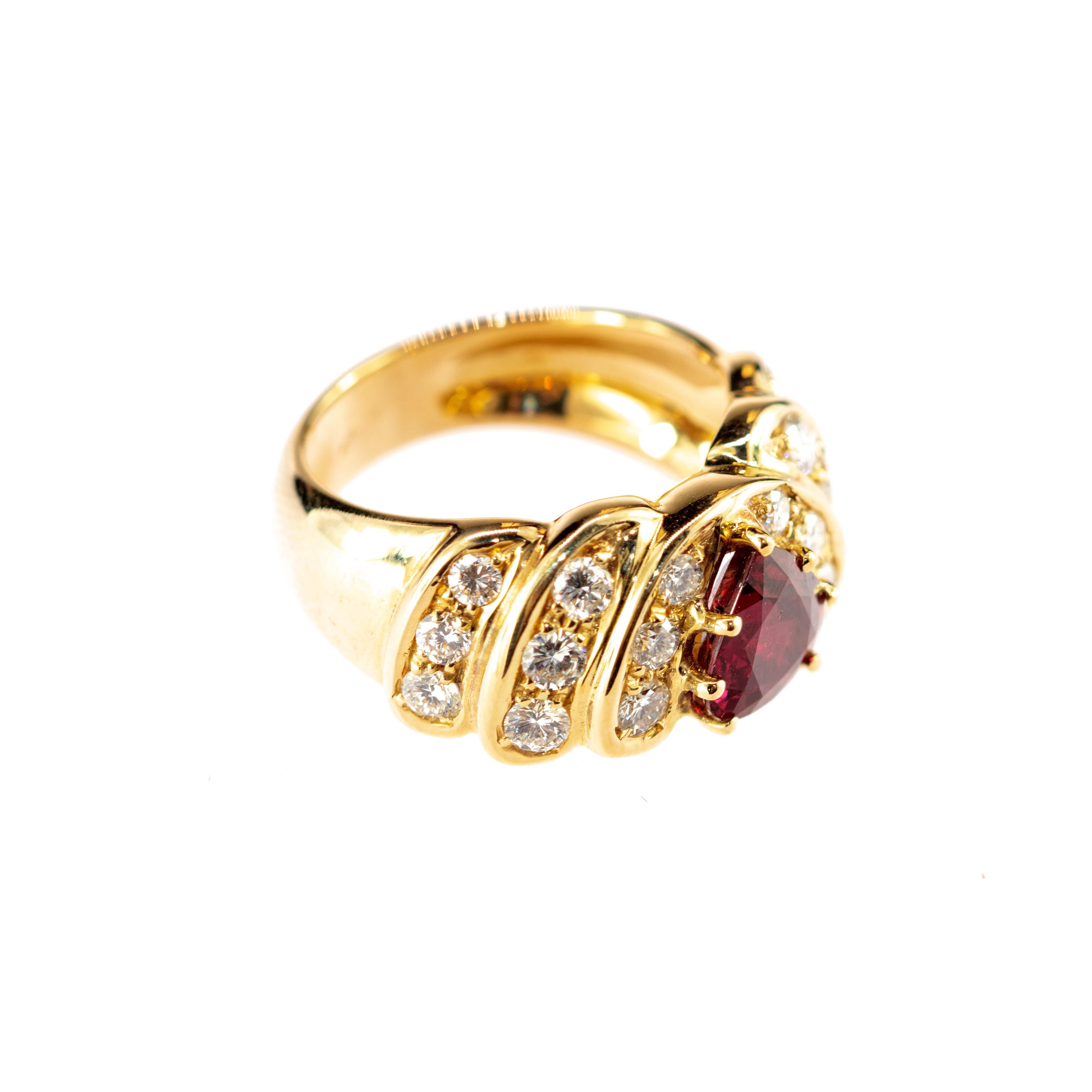 Ruby Diamond 18 Karat Yellow Gold Pear Cluster Legacy Woven Cocktail Ring 4