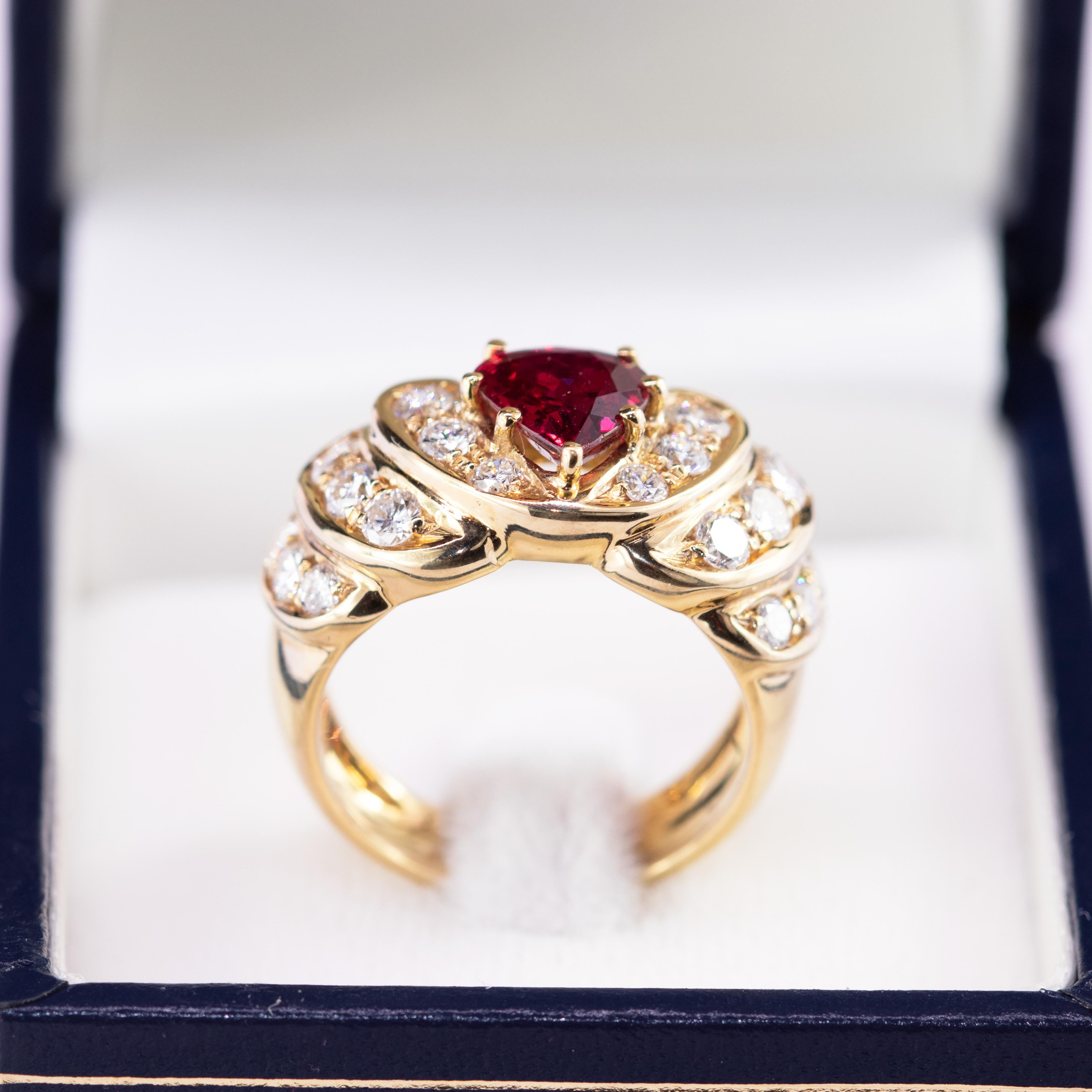 Ruby Diamond 18 Karat Yellow Gold Pear Cluster Legacy Woven Cocktail Ring 5
