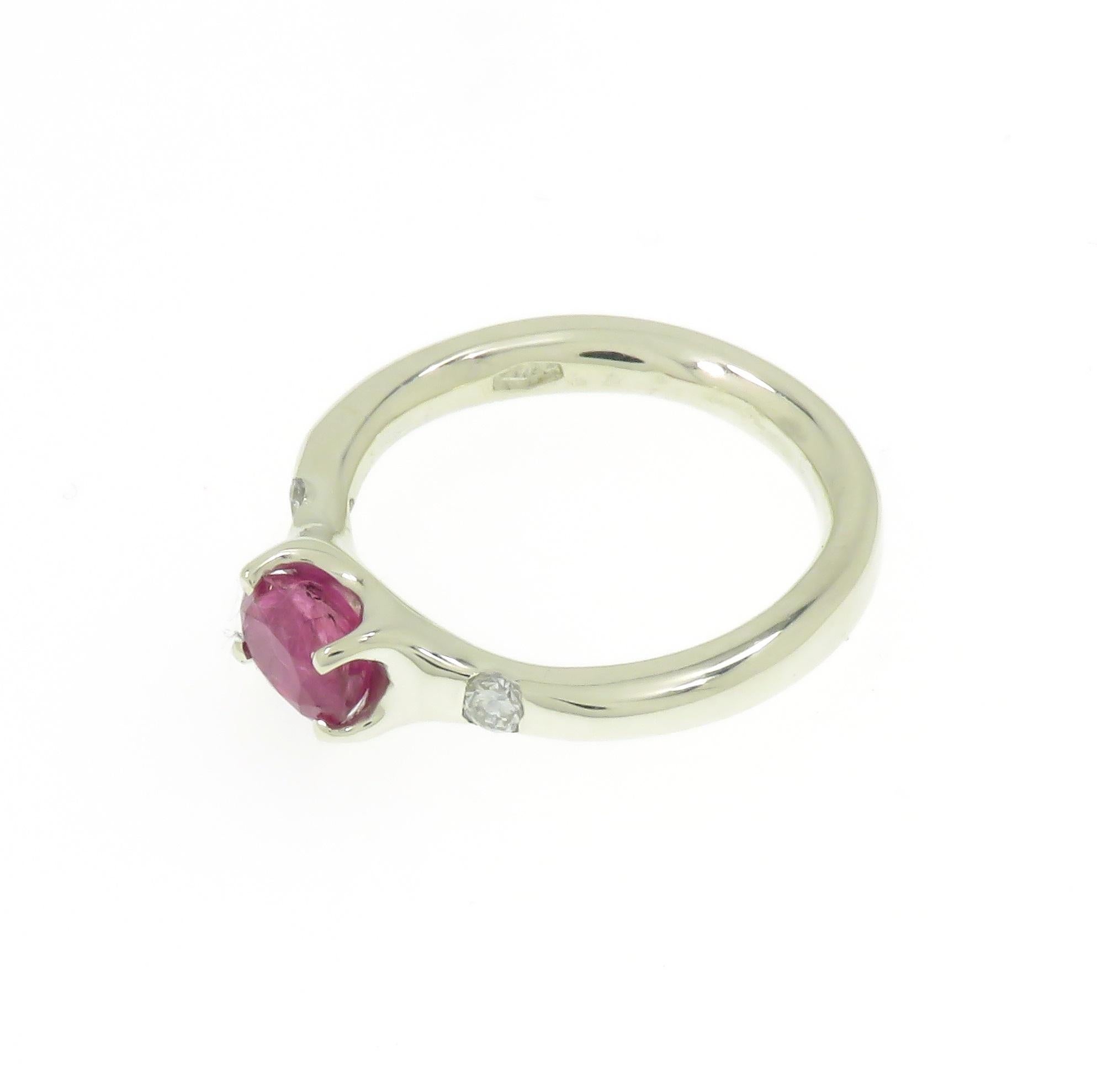 Ruby Diamonds 9 Karat White Gold Band Ring Handcrafted For Sale 4