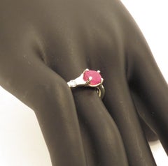 Ruby Diamonds 9 Karat White Gold Band Ring Handcrafted